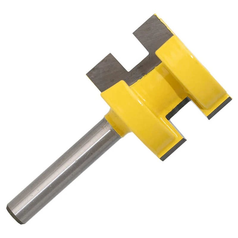 2Pcs 1/4-Handle 3 Tooth T-Slot Milling Cutters Carving Machine Yellow Painted Floor Knife Panel Knife Sickle Shank Tenon Cutte