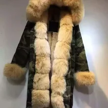 Индивидуальные зимние толстые теплые меховые съемные капюшон, воротник и рукав куртка, лиса кролик искусственный мех парка mr женский мех пальто