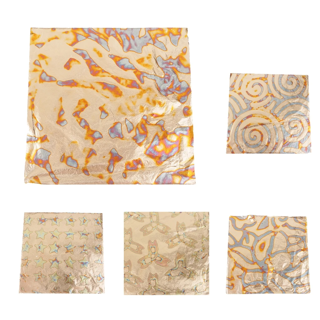 25 Sheets 14x14cm Art Craft Paper Imitation Gold Leaf Colorful Foil