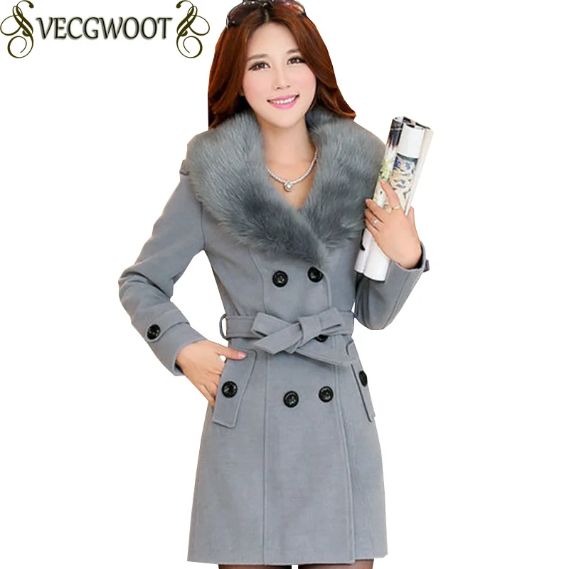 

2019 Autumn/Winter New Large size Woolen Jacket Women Medium long Slim Double breasted Woolen Coat Women Solid color Coat X730