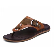 Новые модные заклепки пряжки мужские вьетнамки Разделение кожаные летние сандалии винтажные тапочки большие размеры 38-45 46 пляж Sandalias Hombre