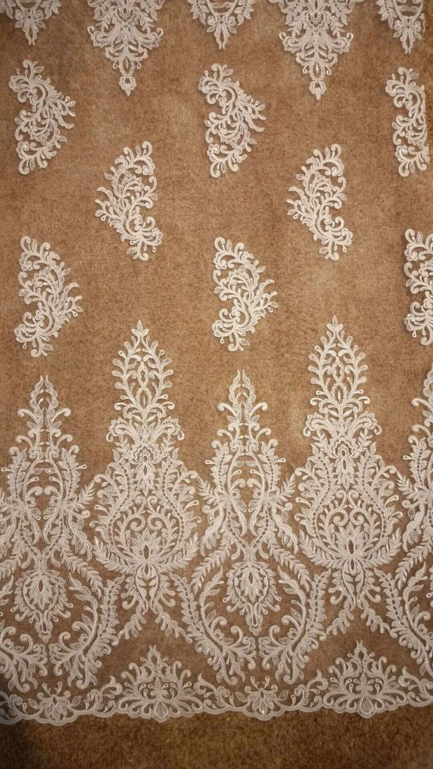

Hot sale lace fabric beautiful african french tulle mesh lace fabric with sequin for wedding dresses 5 yards