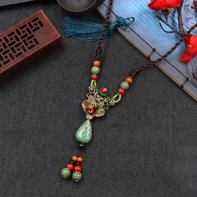 Купить женское этническое ожерелье большое длинное богемное в стиле картинки