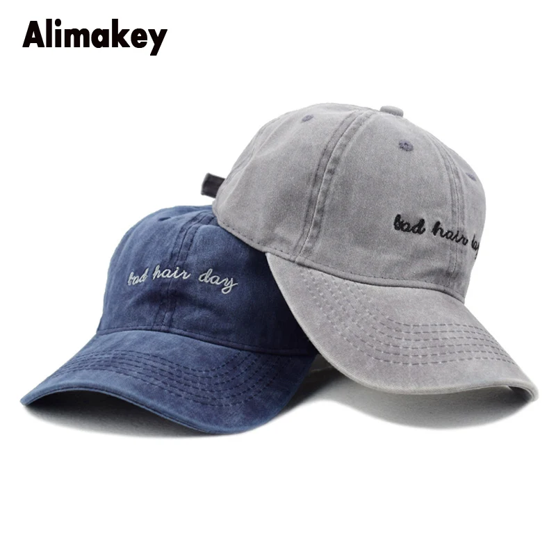 High Quality Men's Washed Cotton Bad Hair Day Adjustable Solid Color Baseball Cap Unisex Couple
