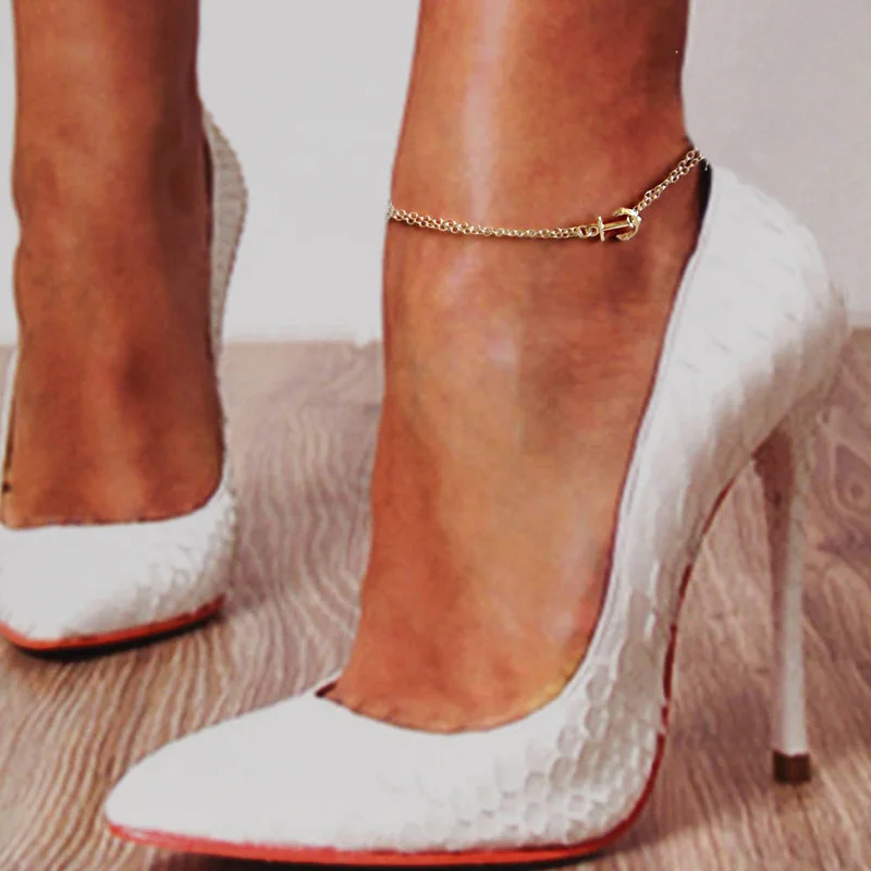 

Tenande Hot Sale Punk Small Anchor Anklets Bracelets for Women Gold Color Simple Style Foot Jewelry Barefoot Bijuterias Femme