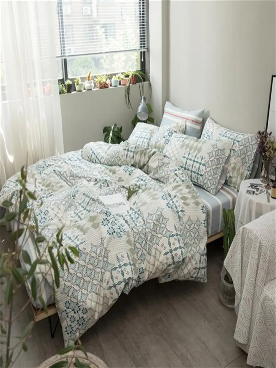 

Duvet Cover Set Geometric Simple Modern 4 Pcs Home Linens