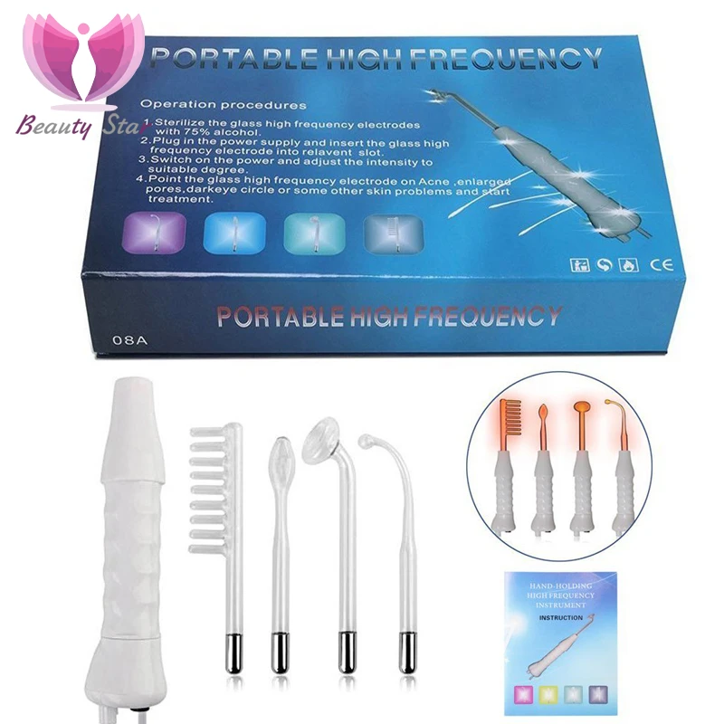 

Beauty Star Portable Electrode Wand High Frequency Facial Machine Acne Spot Wrinkle Remover High Frequency Facial Skin Care Spa