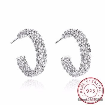 

SMTCAT 925 Sterling Silver Stud Earring Half Round Stud Earrings for Women Girls Fine Jewelry Bijoux Brincos de Prata anillos