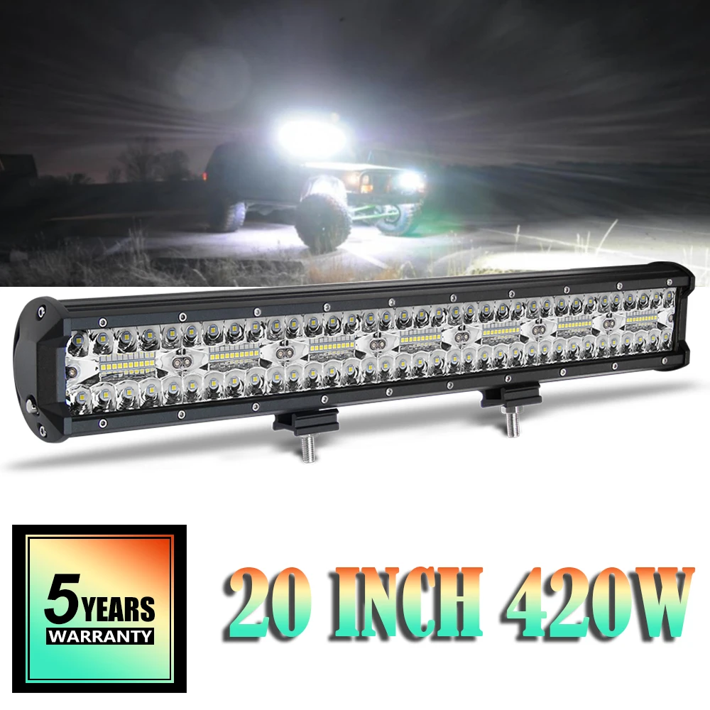 

CO LIGHT 20inch 420W Led Bar Offroad 3-Row Combo Beam Work Light 4WD 4x4 Light Bar for Boat Jeep Truck SUV ATV Auto Driving Lamp