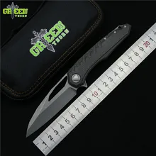 Green thorn marfione Flipper folding knife M390 steel bearing titanium CF handle camping hunting outdoor fruit Knives EDC tools