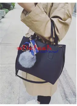 

by dhl or ems 50pcs Litchi Pattern PU Leather Women Handbag pompon Shoulder Bag Girls Small Casual Shopping Women Bag