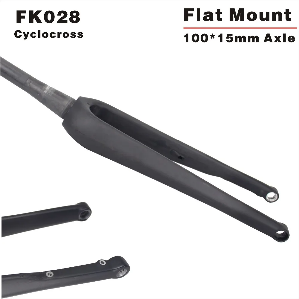 

Free ship 2018 700*40C Max tyre Bicycle fork Carbon CycloCross Bicycle Fork 100*15mm axle disc Carbon Fork 700c Tapered
