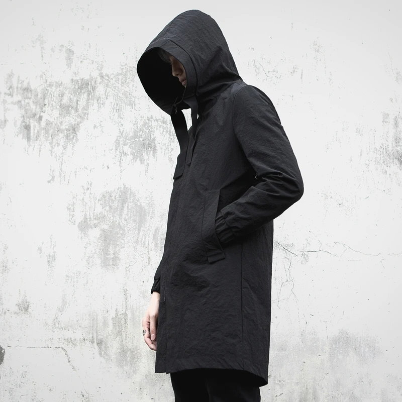 Мужская Длинная ветровка в стиле хип хоп с капюшоном и ушками 2019|men's cloak|mens long