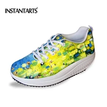 Instantarts Женская обувь на плоской платформе увеличивающие рост Обувь для танцев для дам дышащий Кружево со шнуровкой повседневные туфли на плоской подошве для похудения Обувь