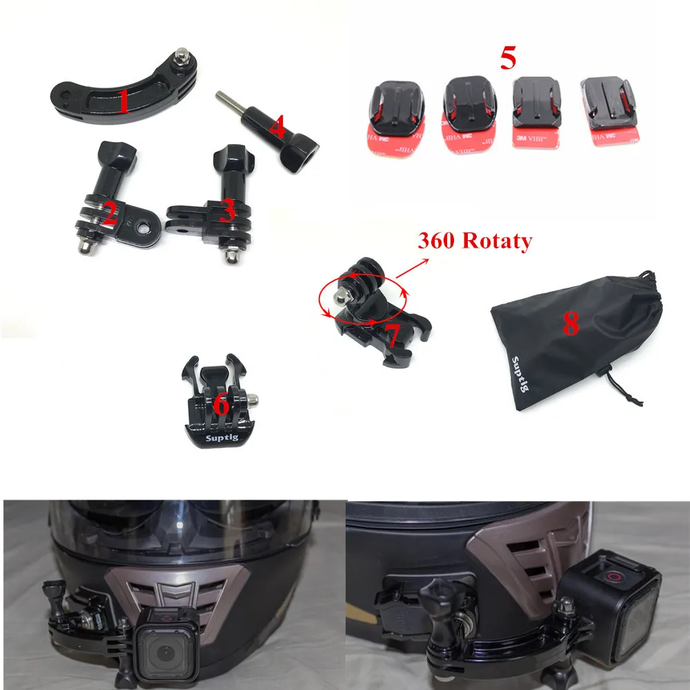

Suptig For Gopro Accessories Mount Arm With Flat Curved Adhesive Mount Base For Gopro Hero6 Hero 5 4 3+ 3 SJ For Xiaomi yi 4k