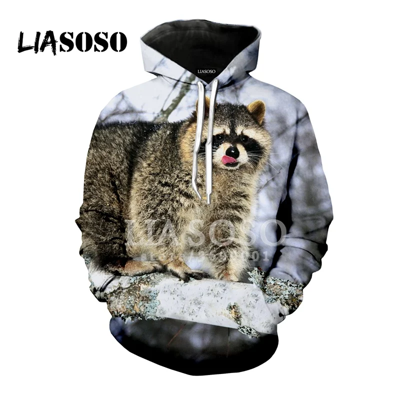 

LIASOSO 2018 New Funny Animal Cute Raccoon 3D Print Women Men Hooded Hoodies Sweatshirts Pullover Harajuku Brand Clothing X0650