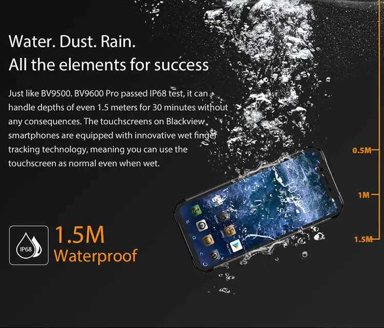 BLACKVIEW BV9600 PRO 6GB RAM 128GB ROM Helio P60 MTK6771 2.0GHz Octa Core 6.21 Inch AMOLED FHD+ Screen Dual Camera IP68 IP69K Waterproof Android 8.1 4G LTE Smartphone