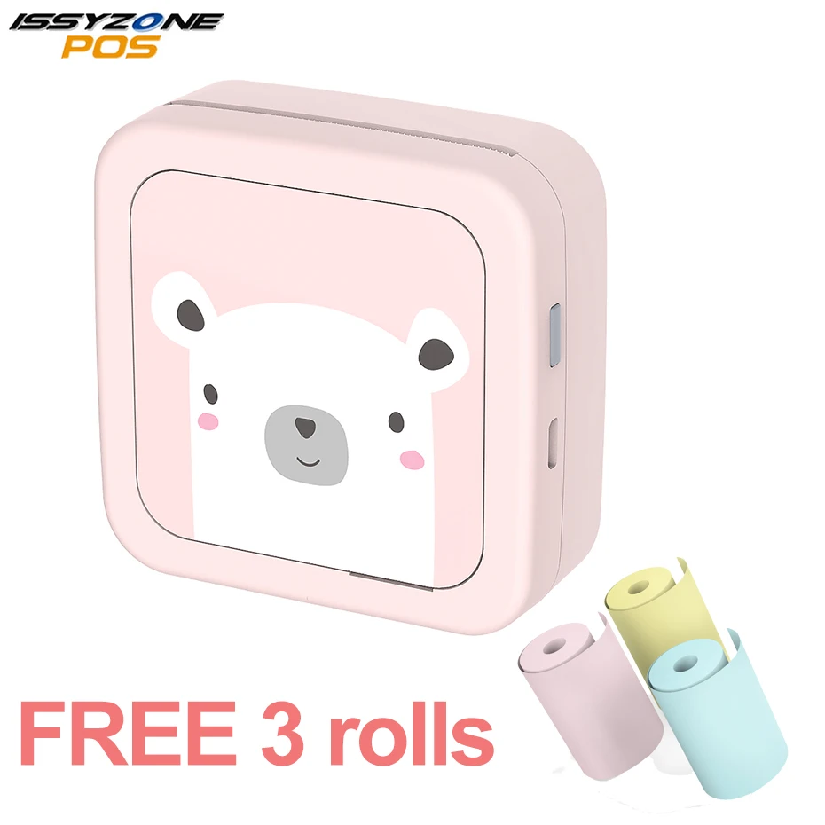 

ISSYZONEPOS Bluetooth Mini Portable Photo Printer Christmas Gift FREE App for iOS Android(Yellow Blue Pink Paper for Free)