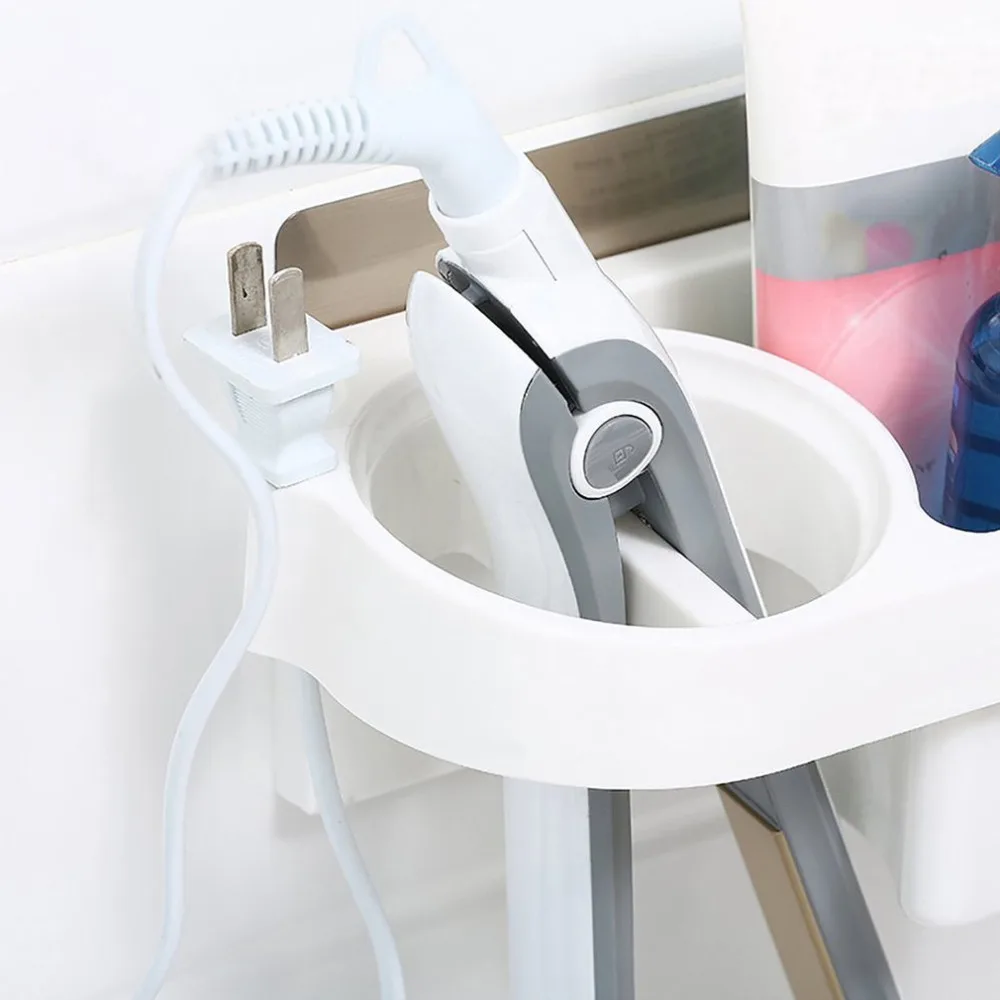 

Hair Dryer Rack Comb Holder Bathroom Storage Organizer Self-adhesive Wall Mounted Stand for Shampoo Straightener