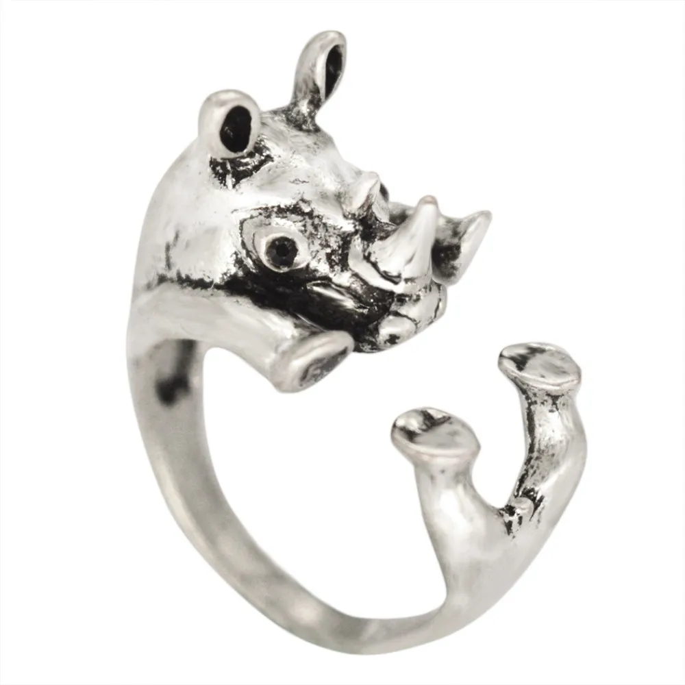 Cxwind Hot Sale Engagement Hinoceros Ring Rhino Ring Everyday Fashion Finger Jewelry Animals Rings For Women's Animal Love Gift - Цвет основного камня: Picture