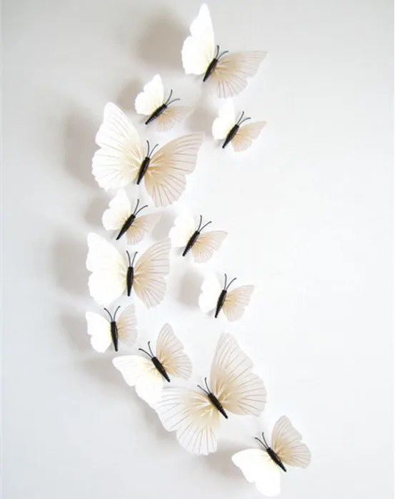 Новинка 2015 12 шт./упак. 3D бабочка Наклейки на стену бабочки наклейка Книги по искусству DIY Аксессуары Бумага белый