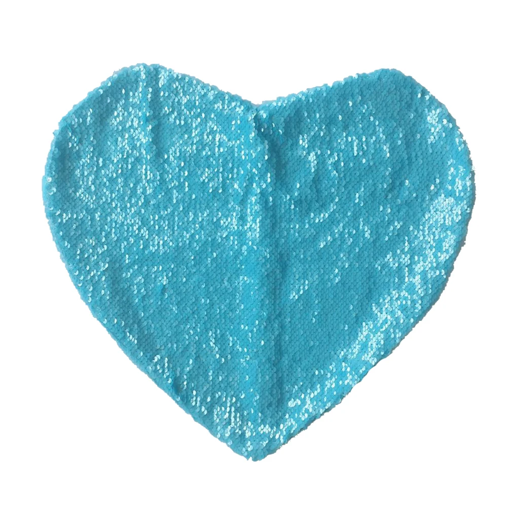 Blue Heart Shape Mermaid Sequin Throw Cushion Cover DIY Glitter Reversible Pillow Case Color Changing Pillows cover Home Decor