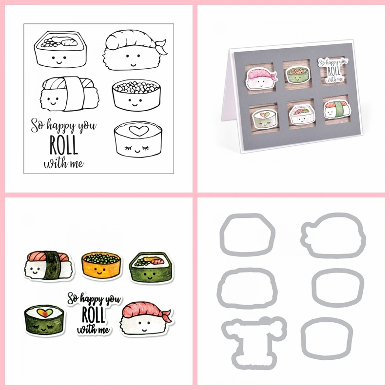 

Japanese Sushi Stencil DIY Stamp And Metal Cutting Die Silver Template Handicraft Embossing Scrapbooking Decoration Card Making