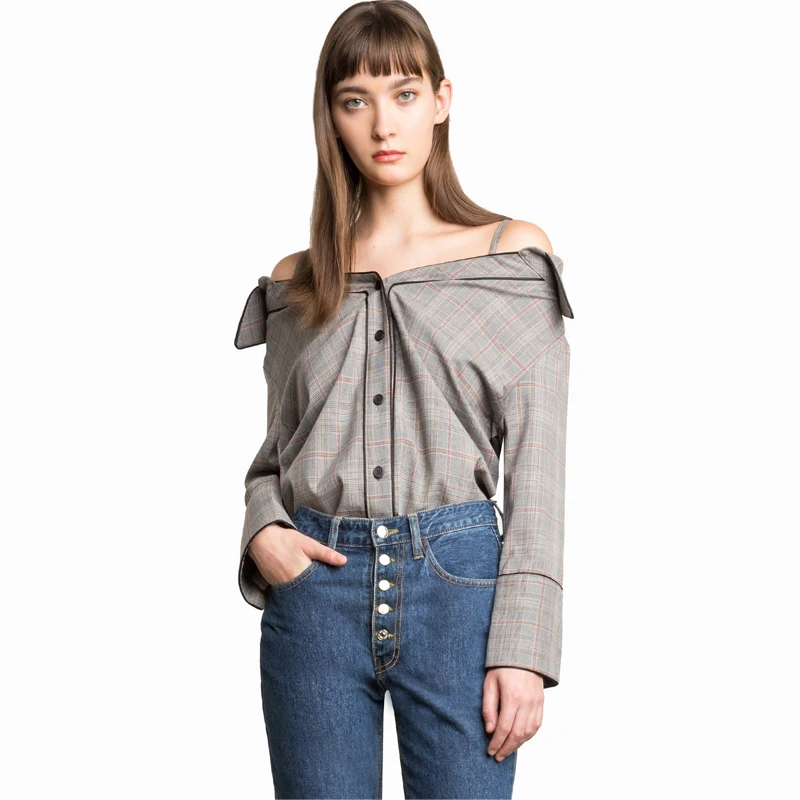 Button Up Strappy Sleeve Black Blouse