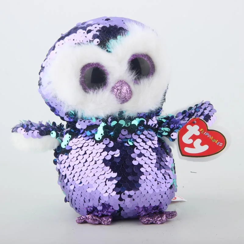 Ty Beanie Boos Новые Красочные Сова блесток плюшевые игрушки куклы лунный свет чучело с тегом 15 см