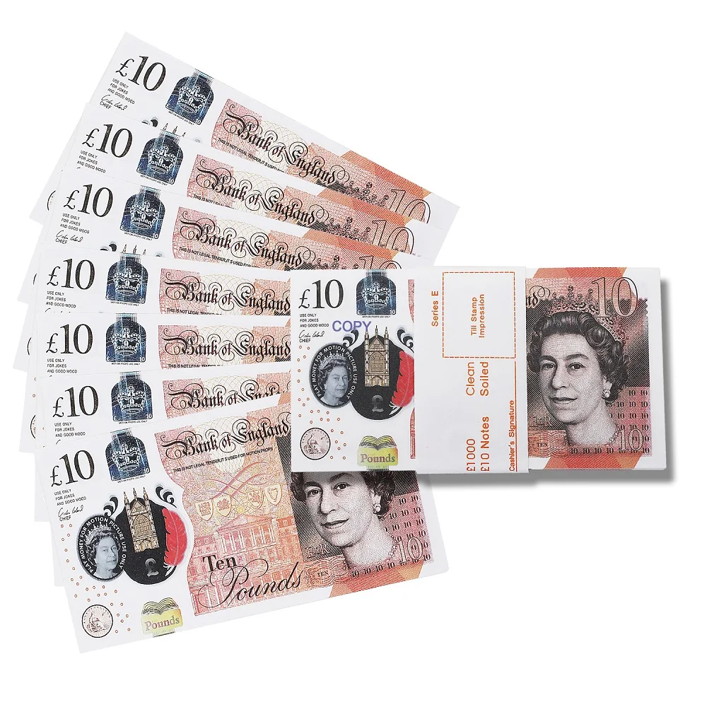

PROP MONEY REALISTIC UK POUNDS GBP BRITISH ENGLISH BANK 100 10 NOTES for Movies Films Advertising Social Media