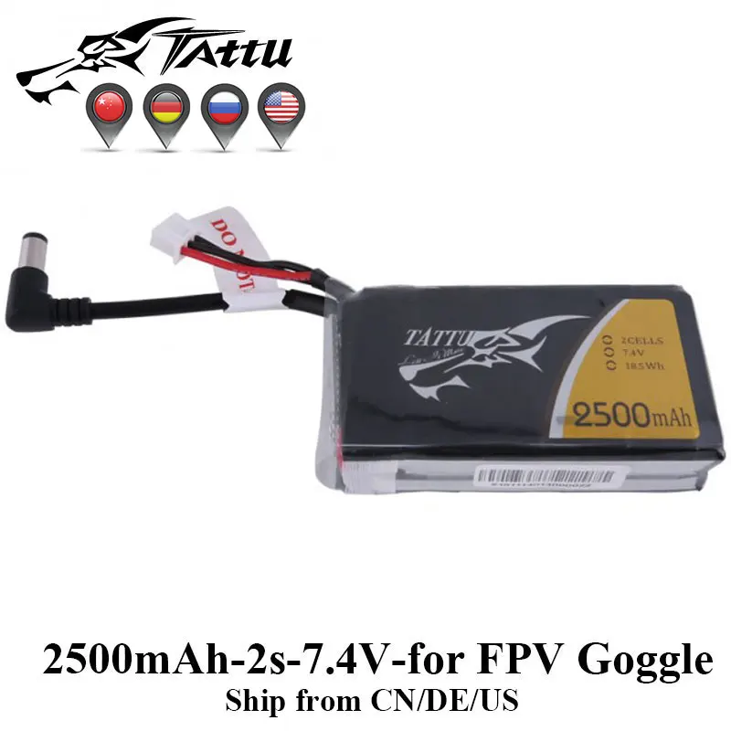 Литий-полимерный аккумулятор tattu 2s 2500mAh Lipo 7,4 V FPV Goggle Аккумулятор для очков Fatshark RC инструменты RC аксессуары FPV части