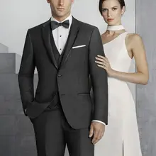 Индивидуальный заказ мужские костюмы одежда жениха темно серый 3 шт. шерсть потерявший цвет смокинг