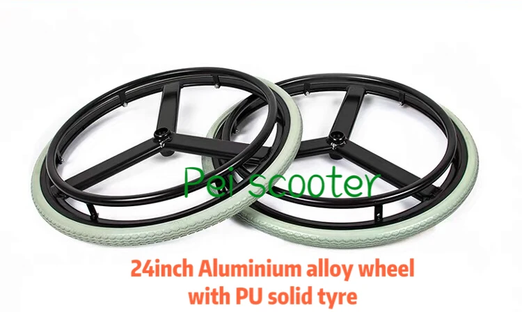 

24inch 24 inch Aluminium alloy wheelchair wheel with PU solid tire phub-24wtc