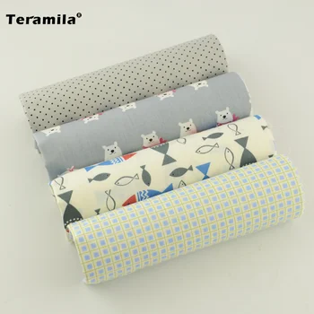 

100% Cotton Fabric Material 4 Clolor Collection Bedding Home Textile cushion Decoration Quilting Printed Pretty Style Patchwork