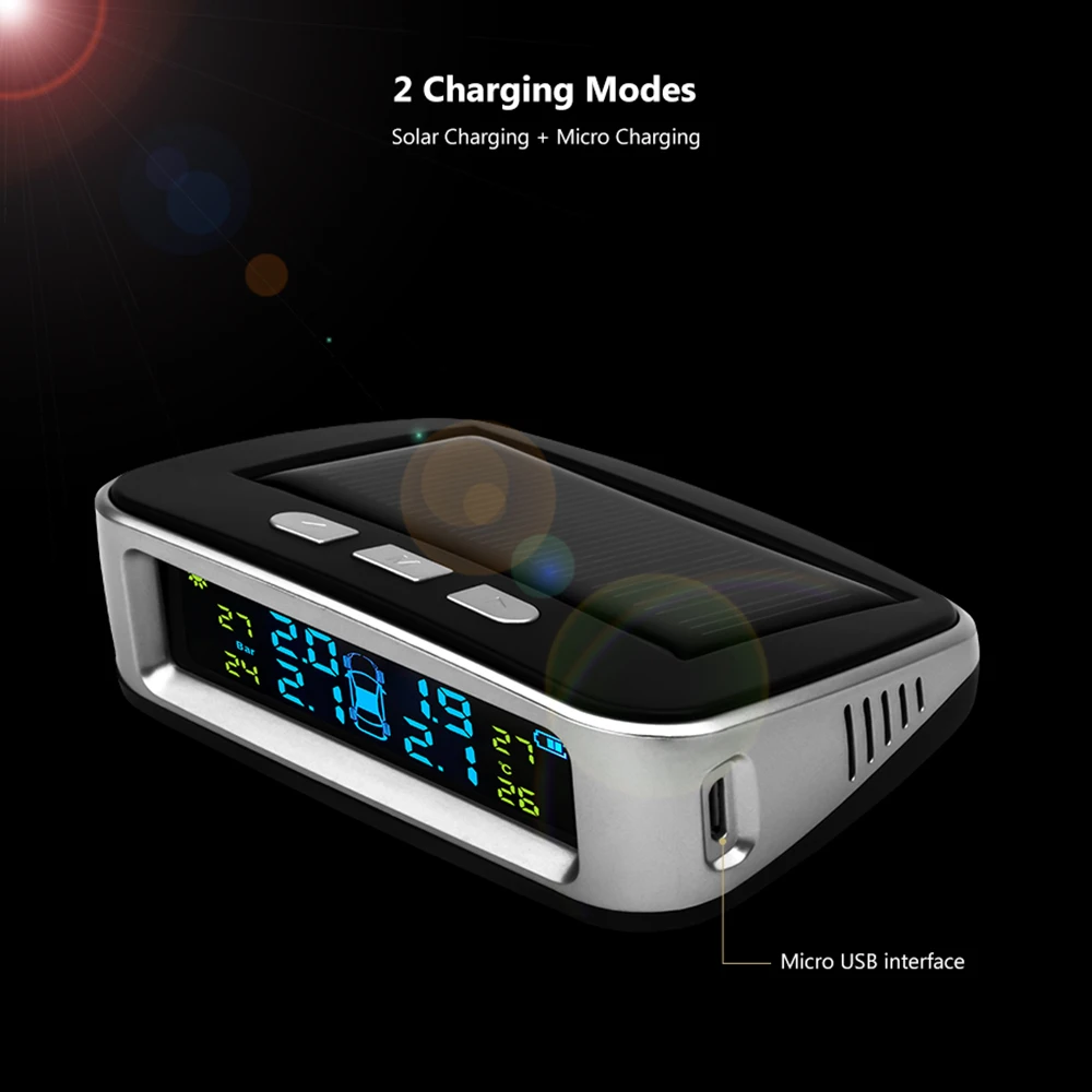 AOSHIKE Wireless Car Tire Pressure Alarm Monitor System TPMS LCD Display Solar Powered Car 4 External Sensor Temperature Alarm AOSHIKE Wireless Car Tire Pressure Alarm Monitor System TPMS LCD Display Solar Powered Car 4 External Sensor Temperature Alarm