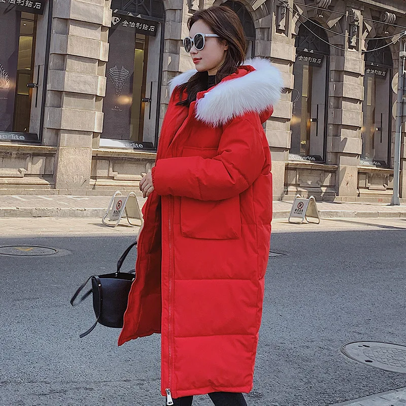 

-20 degrees winter women long parkas coat Thicken warm big fur collar jacket coats Casual female winter outwear parkas coat