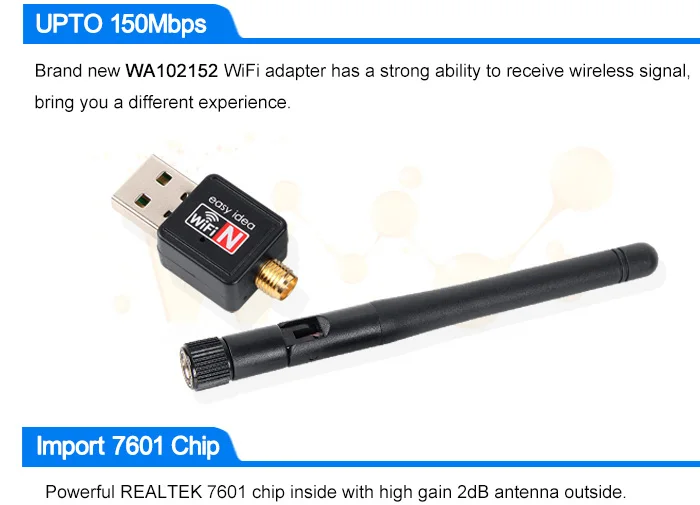 Мини USB Wifi адаптер 150 Мбит/с 2dBi антенна Wi fi беспроводная сеть LAN Карта 2,4 г USB Wifi ключ для ПК ноутбук 802,11G/b/n