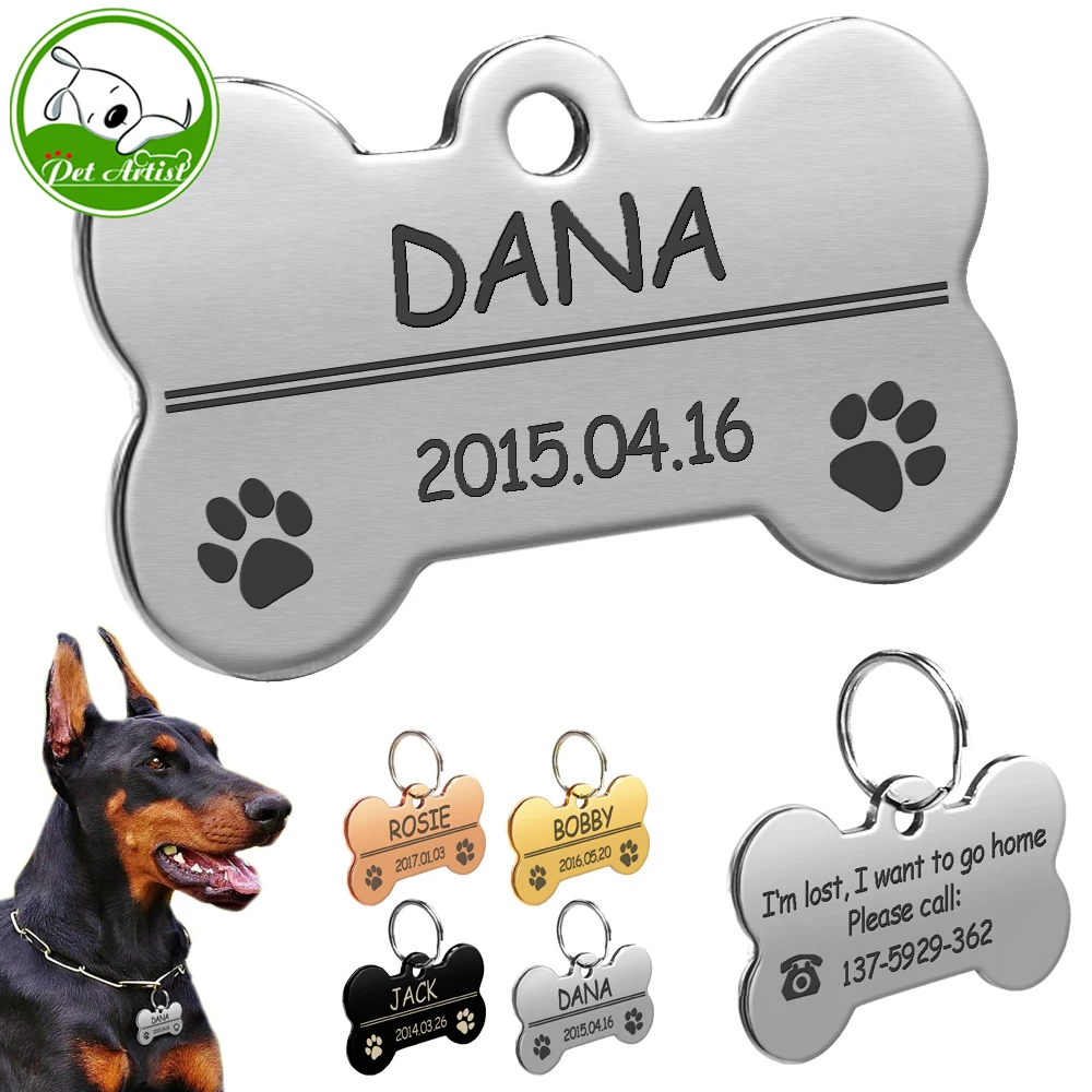 Customized Pet ID Tags For Small Dogs Cats Stainless Steel Personalized