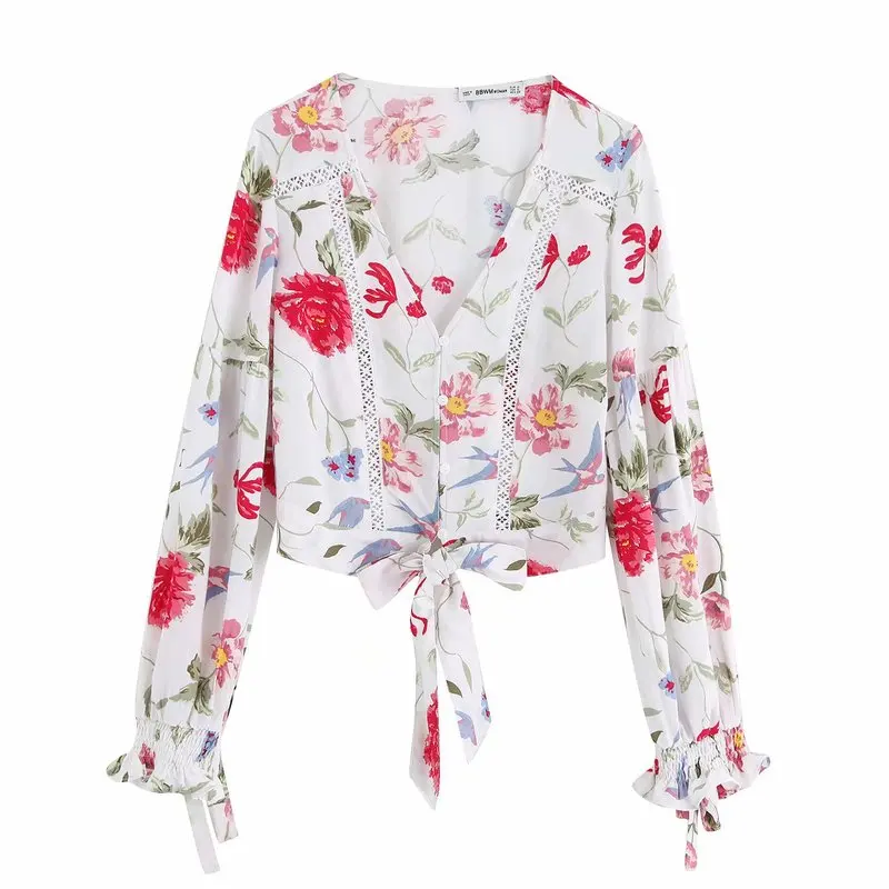 BB45-9386 European and American fashion v-neck lace stitching coat
