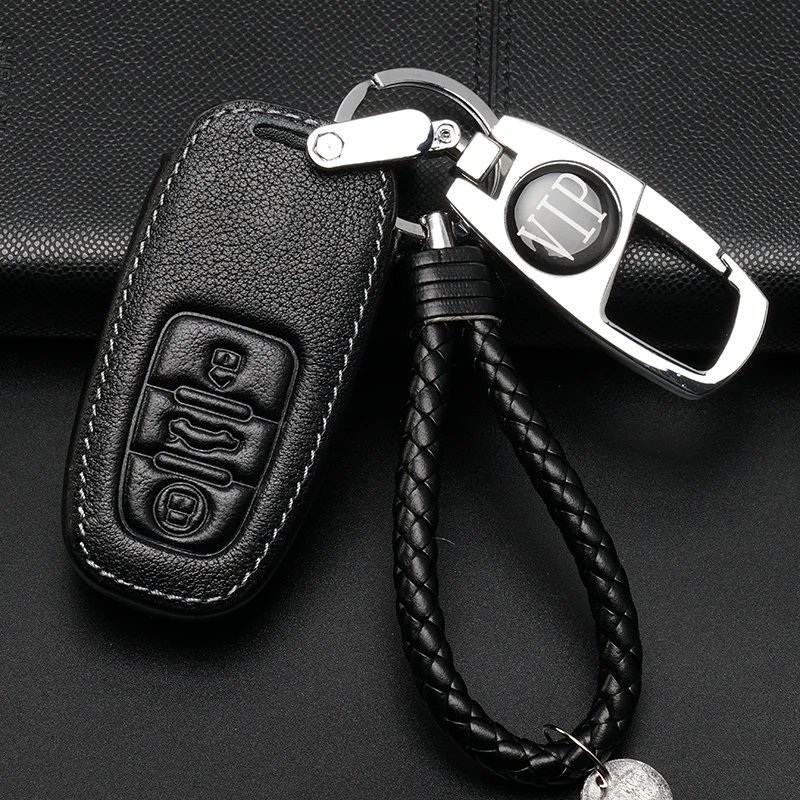 Genuine Leather Car Key Cover Keys Case For Audi A4 S4 B7 B8 A6 A5 A7