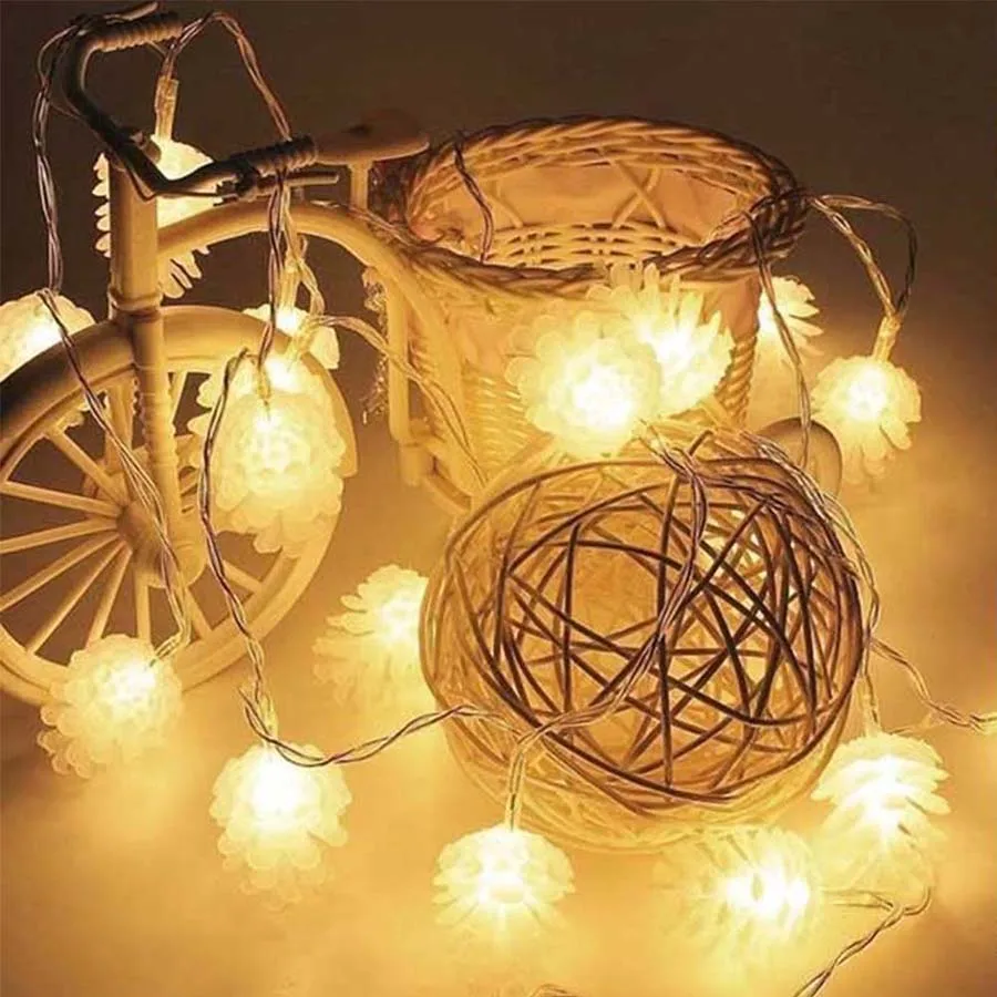 10M 100LEDs Christmas Led String Light DC 12V Star Butterfly Pine Cone Wedding Holiday Decor String Lamps +Remote Power Adapter (24)