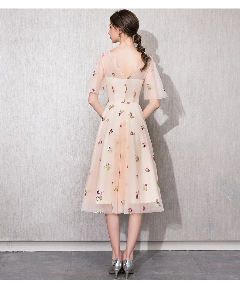 Коктейльные платья цвета шампанского элегантные v-образный вырез с высокой талией длиной до колен Модные доступные вечерние платья для женщин LF327