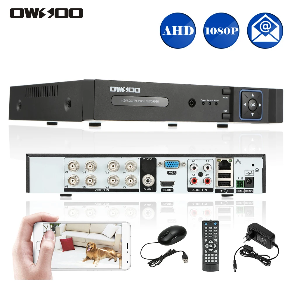 

OWSOO 8CH AHD DVR Recorder Full 1080N Surveillance Video Recorder H.264 8 Channel Digital Video Recorder For CCTV AHD Camera Kit