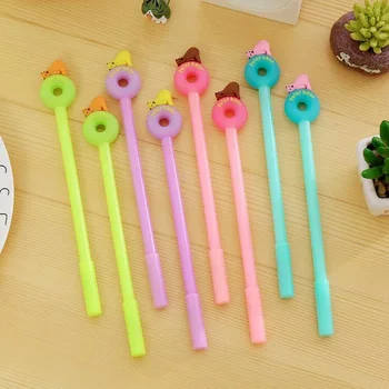 

40pcs/lot Colorful 3D Doughnut Polar Bear design gel pen 0.38mm black ink pen Students gift prize Office school supplies