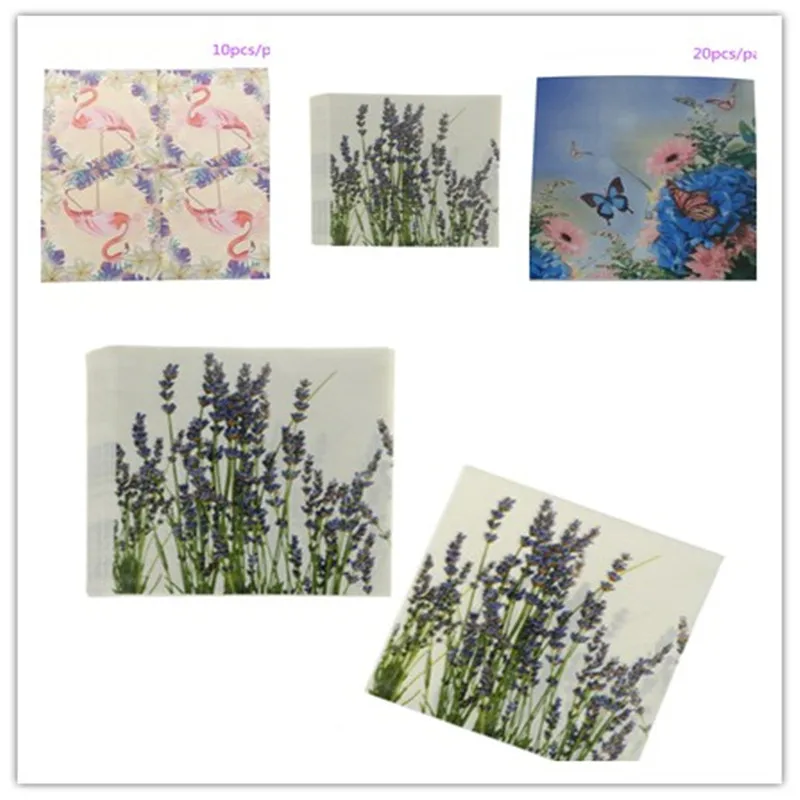 

3 Styles Printed Flower Paper Napkins For Wedding and Party Decoration Tissue Fabric Decoupage Primary wood pulp Napkin