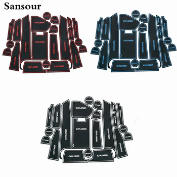 

Sansour Waterproof 22 Pcs/Lot Car Styling For Ford Explorer 2012 2013 2014 2015 2016 Latex Anti Non Slip Gate Slot Pad Mat