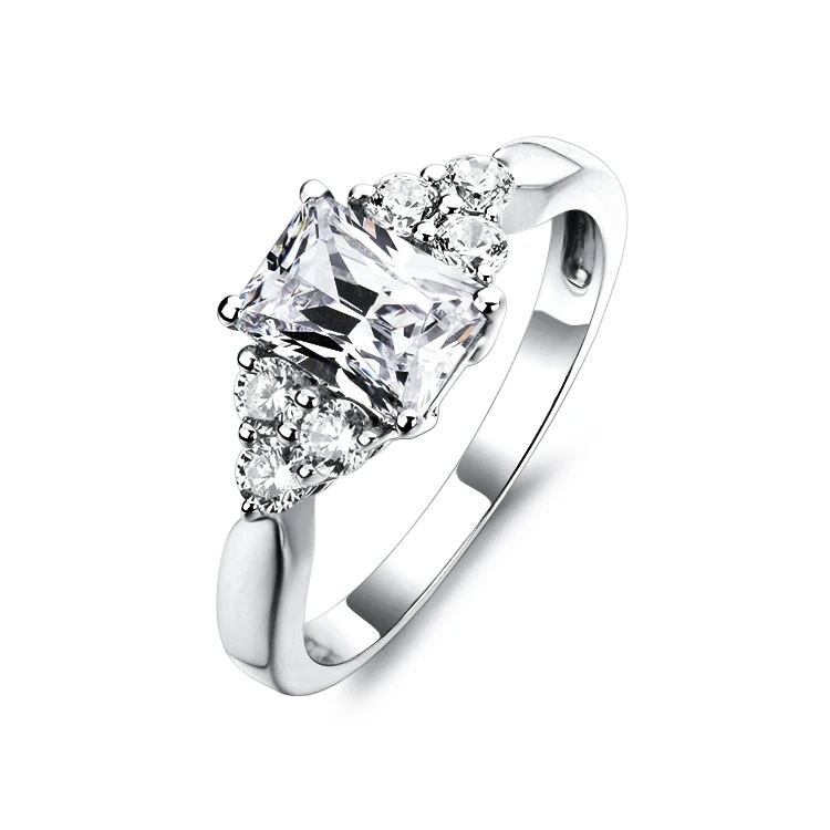 

CHEESTAR JEWELS white color 925 sterling silver engagement ring center stone 5*7mm cubic zirconia stone engagement ring
