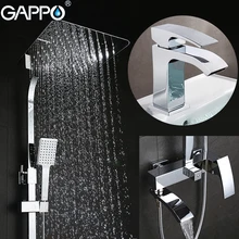 GAPPO Shower Faucets bath tub taps bathroom shower set mixer faucet basin faucets basin sink tap shower system oubini bathroom basin sink faucet shower set faucet with hand shower black water mixer tap faucets wall mounted telephone type