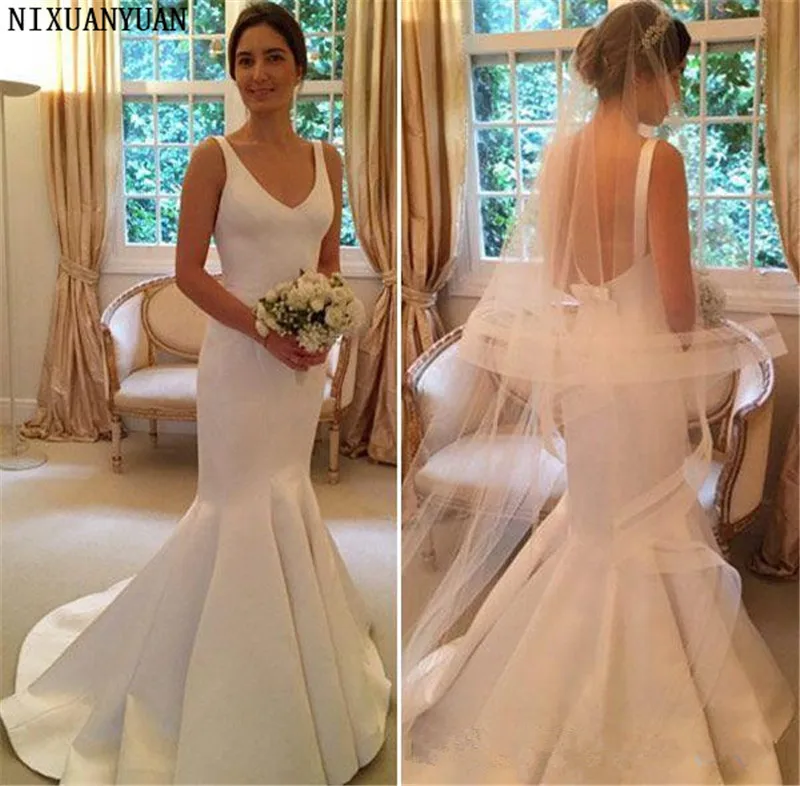 Простое свадебное платье-Русалка с открытой спиной новинка 2021 свадебные платья