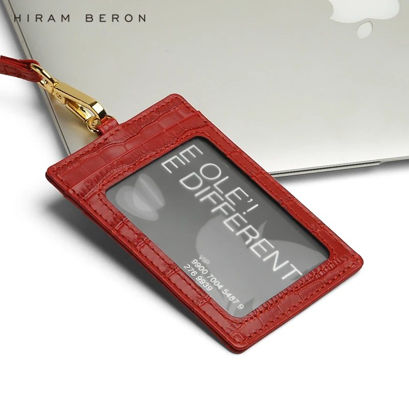 Hiram Beron Custom Name Man Gift Card Id Holder Badge Italian Leather Croco Pattern Dropship
